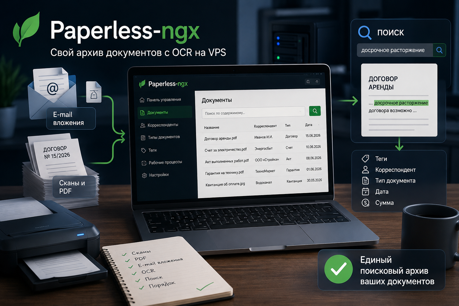 Paperless-ngx: свой архив документов с OCR на VPS