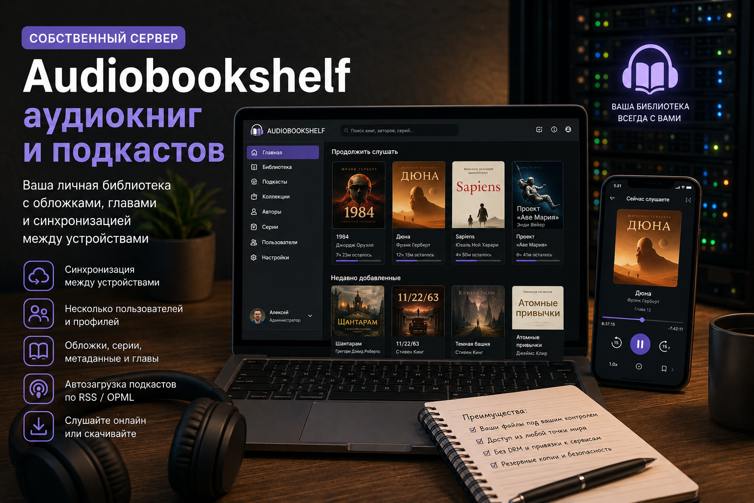 Audiobookshelf на VPS: собственная библиотека аудиокниг и подкастов