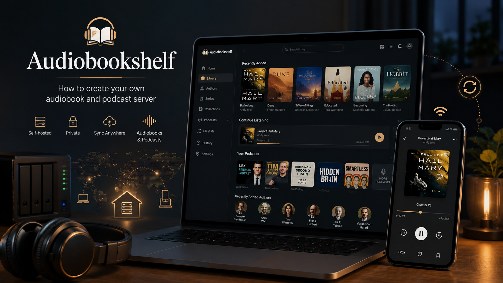 Audiobookshelf on a VPS: your own audiobook and podcast library