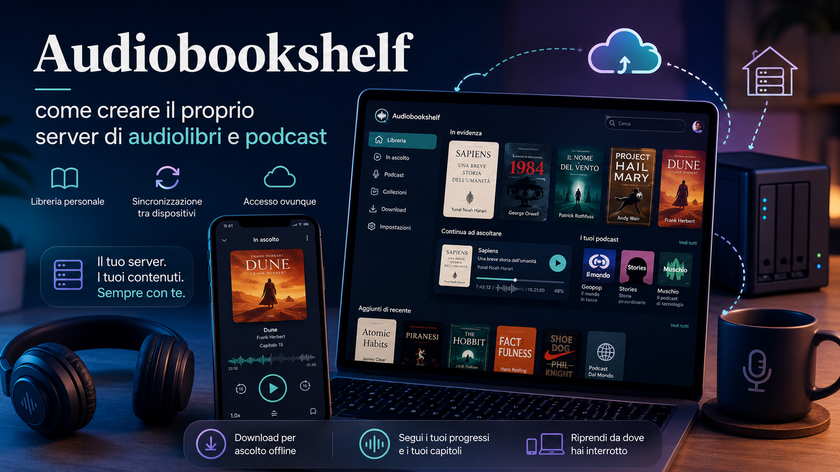 Audiobookshelf su VPS: la propria libreria di audiolibri e podcast