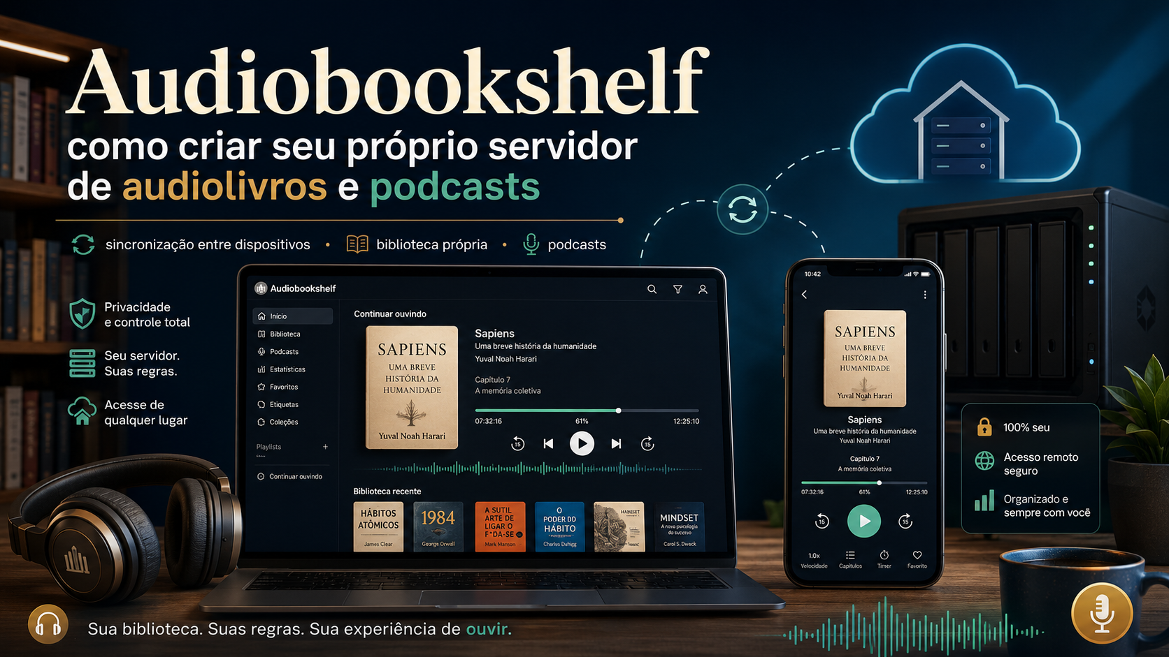 Audiobookshelf em um VPS: sua própria biblioteca de audiolivros e podcasts