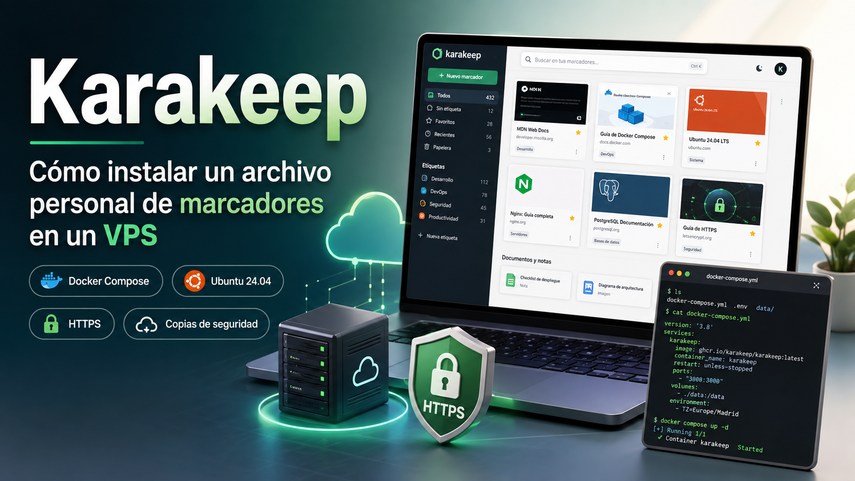 Karakeep en un VPS: tu propio archivo de marcadores con búsqueda e IA