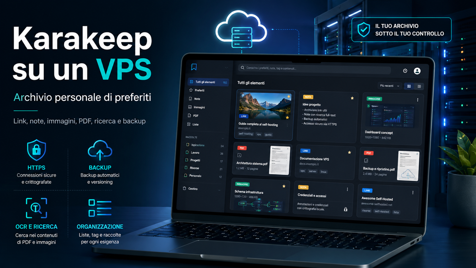 Karakeep su un VPS: il proprio archivio di preferiti con ricerca e IA
