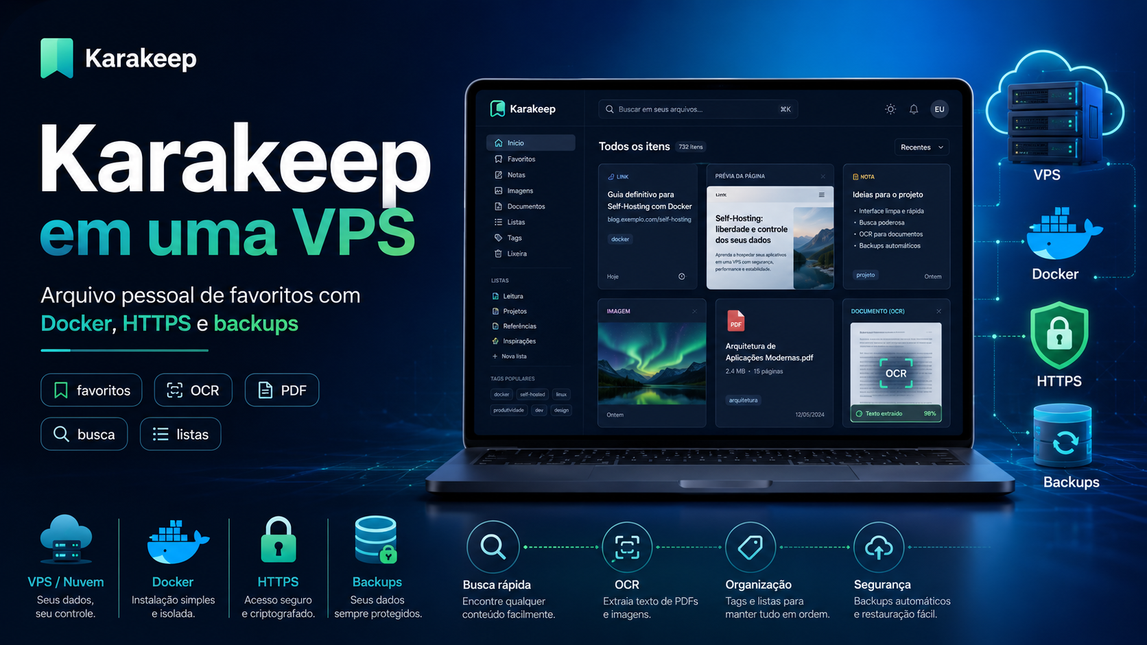 Karakeep em uma VPS: seu próprio arquivo de favoritos com busca e IA