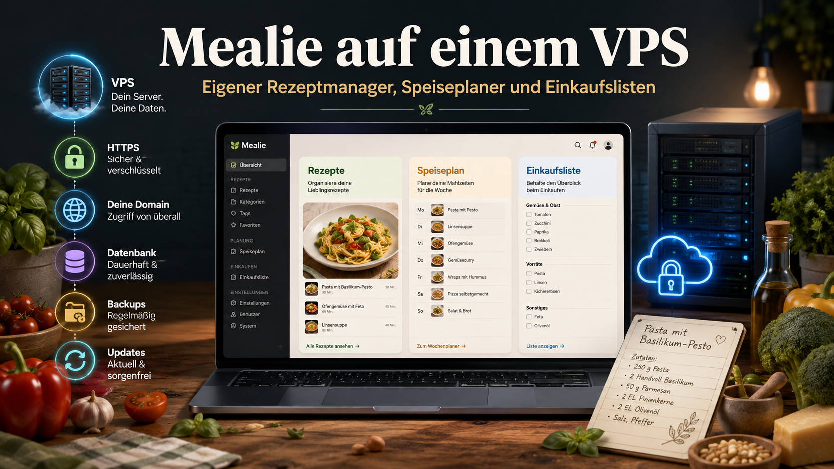 Mealie auf einem VPS: eigener Rezeptmanager, Speiseplaner und Einkaufslisten