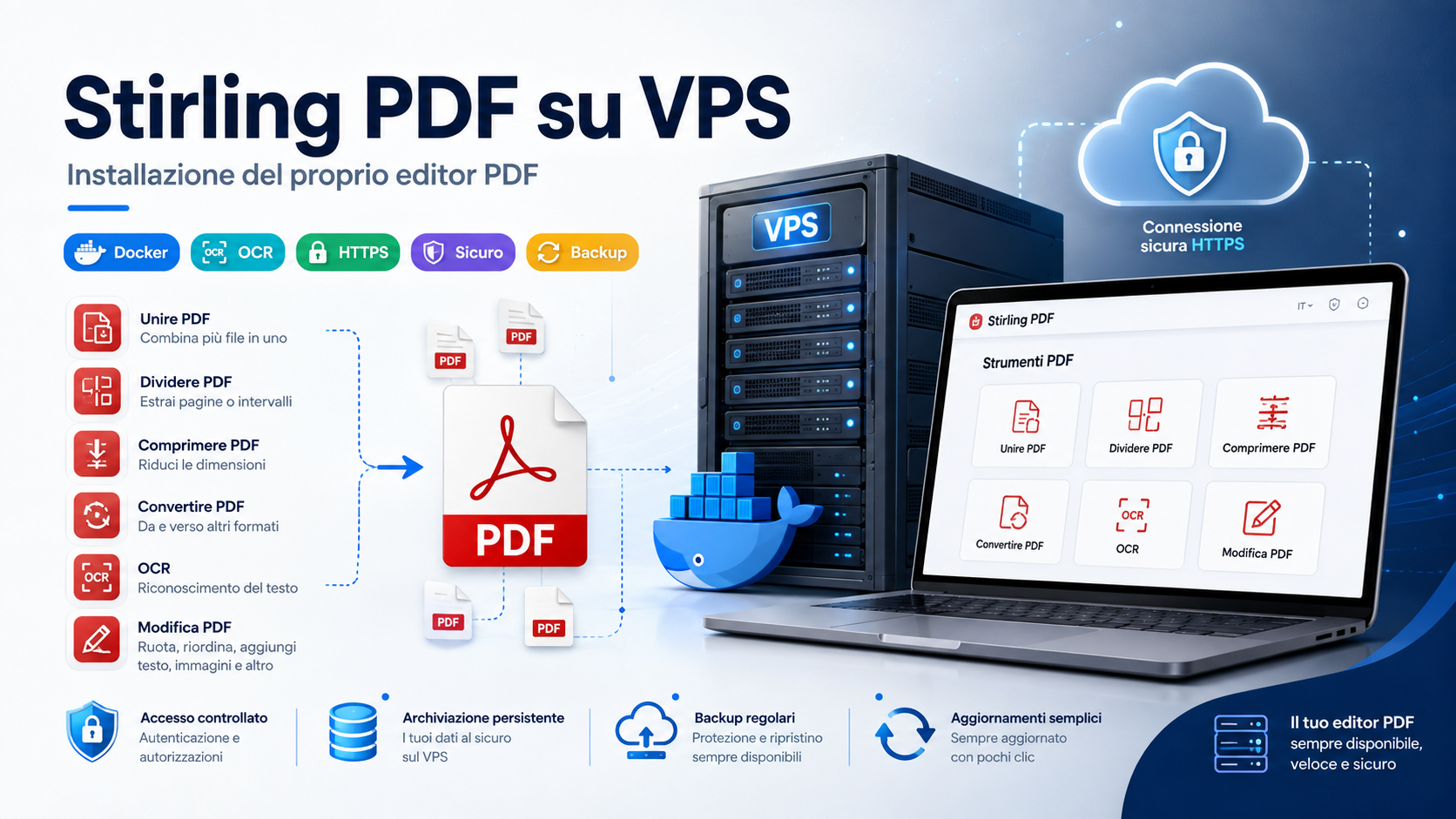 Stirling PDF su VPS: installazione del proprio editor PDF